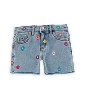 Tractr Little Girls 4-6X Multi Color Daisy Embroidered Shorts