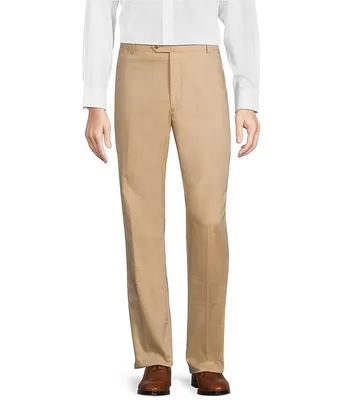 Tre Vero Modern Fit Flat Front Cotton Suit Pants