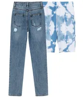 Truce Big Girls 7-16 Boyfriend Jean & Tie-Dye Bike Short 2-Piece Set