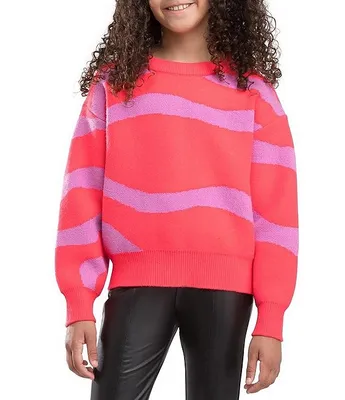 Truce Big Girls 7-16 Long Sleeve Swirl Pullover Sweater