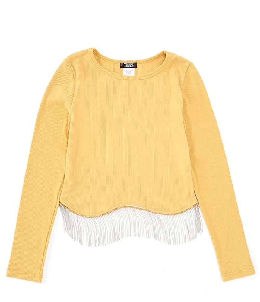 Truce Big Girls 7-16 Long Sleeve Fringe-Chain-Trimmed Sweater