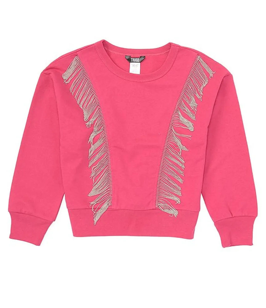 Truce Big Girls 7-16 Long Sleeve Knit Top with Chains Sweatshirt
