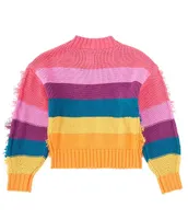 Truce Big Girls 7-16 Long Sleeve Multi Color Fringe Sweater