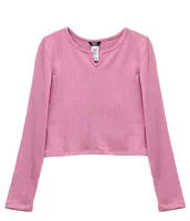 Truce Big Girls 7-16 Long Sleeve Split Neck Knit Top