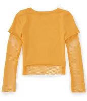 Truce Big Girls 7-16 Mesh Long Sleeve Layered Pop Art Top