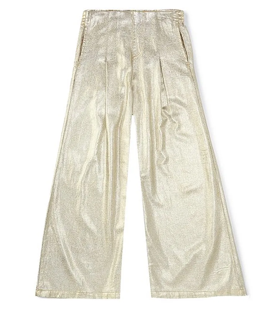 Orinyou Women Wide Leg Pants Shiny High Waist Flowy Metallic Color Contrast Palazzo  Pants Loose Trousers at Amazon Women's Clothing store