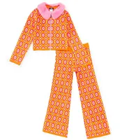 Truce Big Girls 7-16 Printed Top With Faux Fur Collar & Pant Set