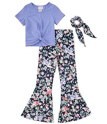 Tween Diva Big Girls 7-16 Short-Sleeve Solid T-Shirt & Floral-Printed Pant Set
