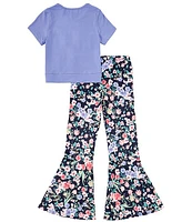Tween Diva Big Girls 7-16 Short-Sleeve Solid T-Shirt & Floral-Printed Pant Set