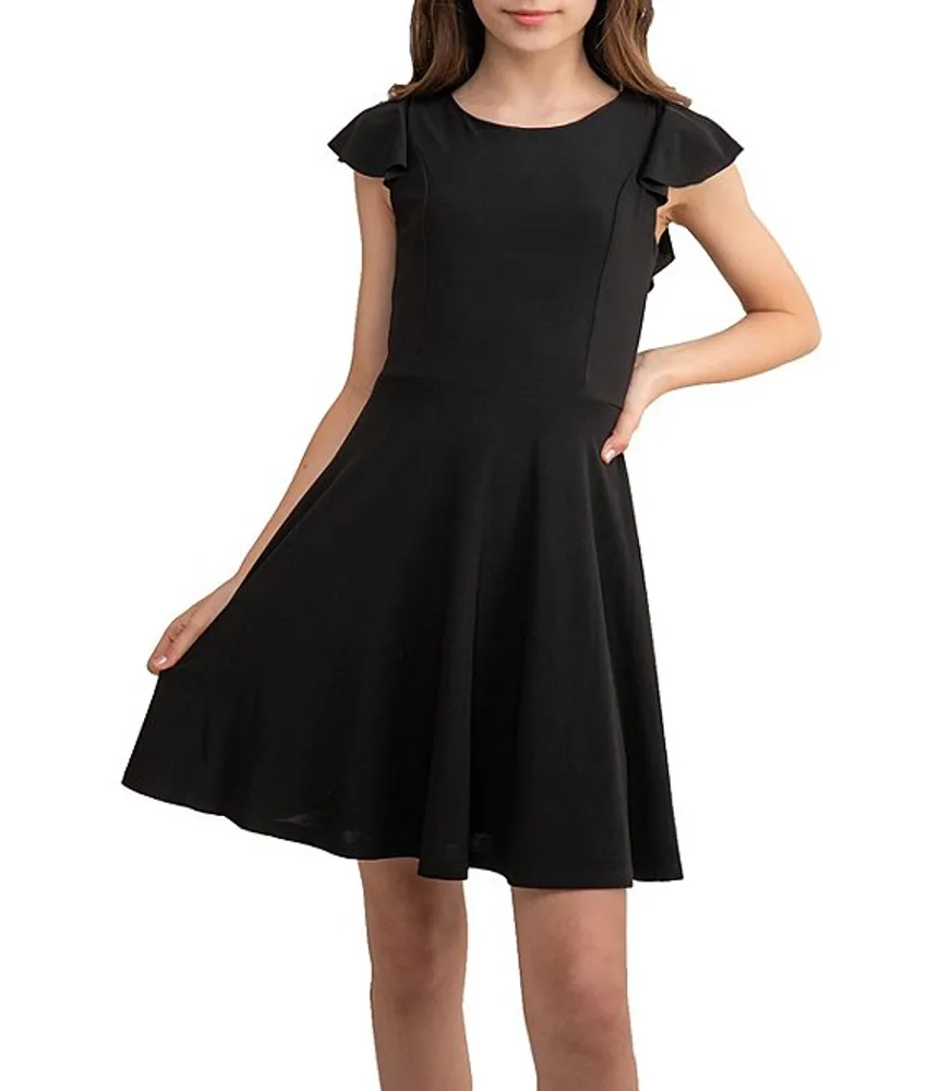 Un Deux Trois Big Girls 7-22 Flutter Sleeve A-Line Dress