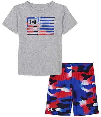 Under Armour Baby Boys 12-24 Months Short Sleeve Camo Freedom Flag Jersey T-Shirt & Camouflage Printed Speed Tech Shorts Set