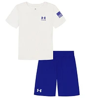 Under Armour Baby Boys 12-24 Months Short Sleeve Freedom Flag T-Shirt & Solid Shorts Set