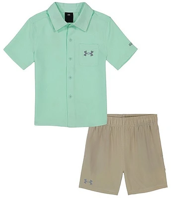 Under Armour Baby Boys 12-24 Months Short Sleeve Patch-Pocket Woven Shirt & Shorts Set