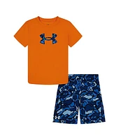 Under Armour Baby Boys 12-24 Months Short Sleeve Printed Logo T-Shirt & Shorts Set