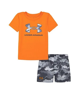 Under Armour Baby Boys 12-24 Short Sleeve UA Printed T-Shirt & Camo Shorts Set