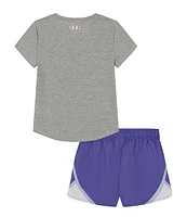 Under Armour Little Girls 2T-6X Short Sleeve Daisy Field T-Shirt & Solid Shorts Set