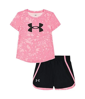 Under Armour Little Girls 2T-6X Short Sleeve Dense Specks Printed T-Shirt & Solid Set