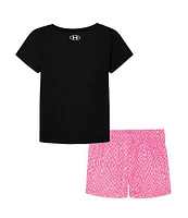 Under Armour Little Girls 2T-6X Short Sleeve Power To The T-Shirt & Printed Shorts Set