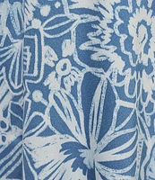 VAN WINKLE & CO. Floral Print Woven Satin Sleeveless V-Neck Maxi Chemise