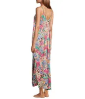 VAN WINKLE & CO. Satin Floral Print Sleeveless V-Neck Maxi Chemise