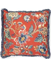 Villa by Noble Excellence Jacobean Floral Fringed Filled Euro Sham