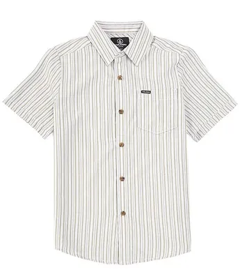 Volcom Big Boys 8-20 Short Sleeve Barstone Striped Button-Up Shirt