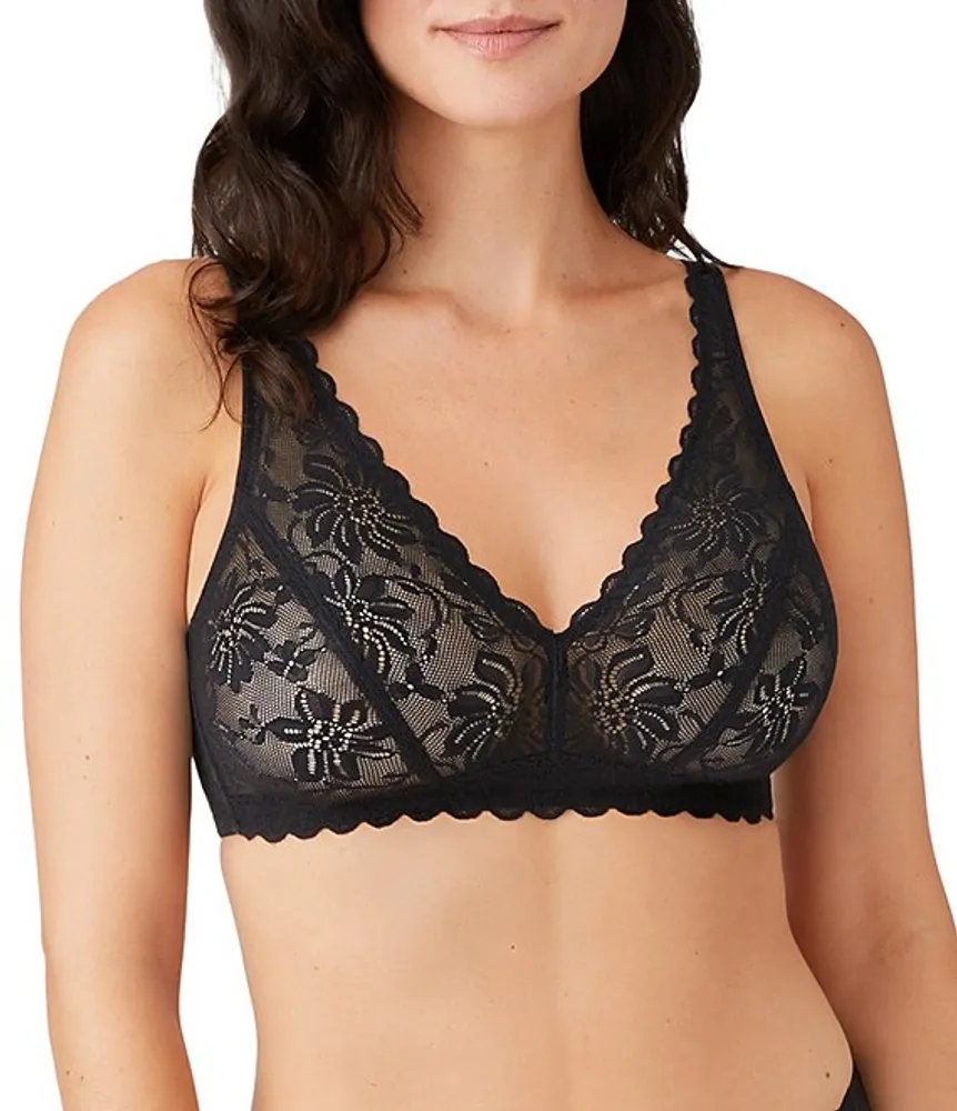 Underwired bra in graphic stretch lace by Wacoal
