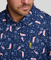 William Murray Azalea Cocktail Mix Printed Melange Knit Short Sleeve Polo Shirt