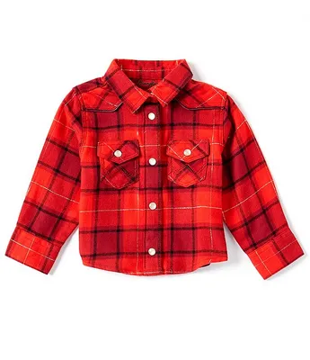 Wrangler® Baby Girls Newborn-24 Months Long Sleeve Plaid Metallic Flannel Western Shirt