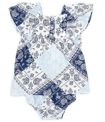 Wrangler® Baby Girls Newborn-24 Months Short Sleeve Bandana Printed Fit & Flare Dress