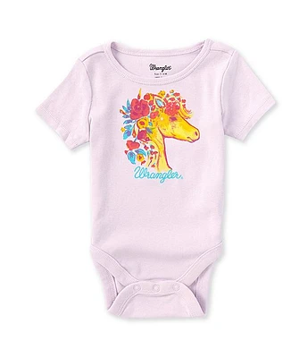 Wrangler® Baby Girls Newborn-24 Months Short Sleeve Pony Face Knit Bodysuit