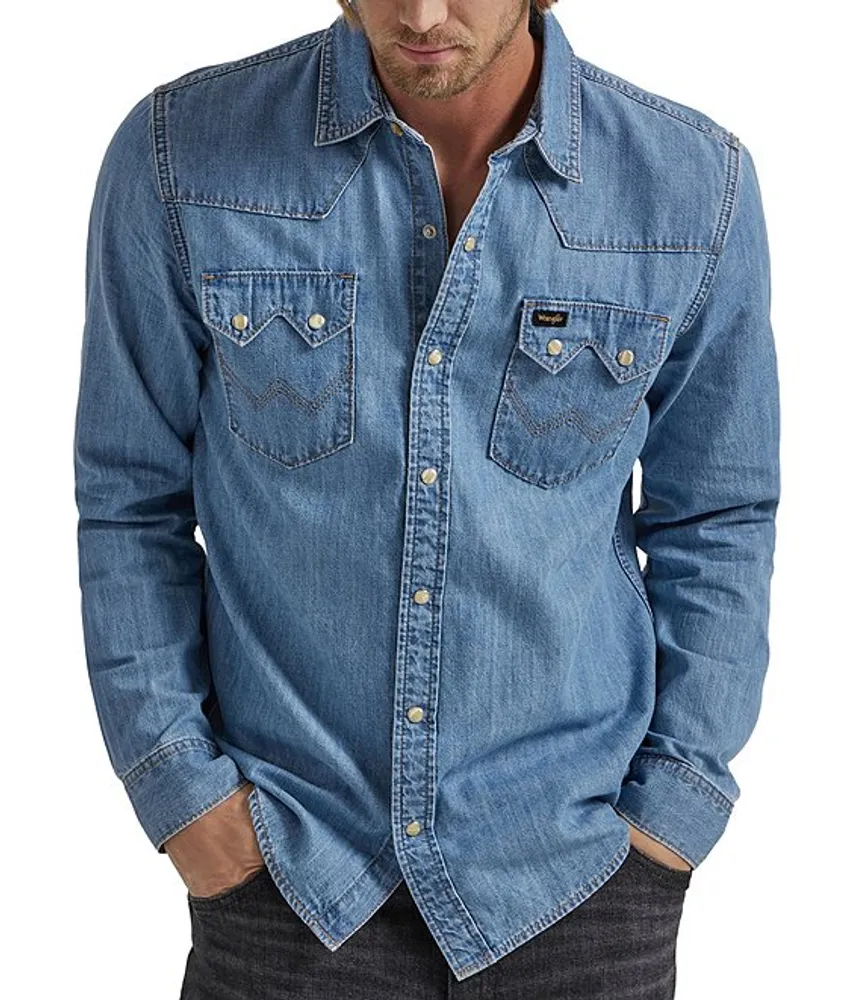 Wrangler® Long Sleeve Denim Western Shirt