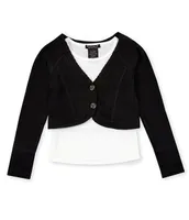 Xtraordinary Big Girls 7-16 Long Sleeve Cardigan & Short T-Shirt Set