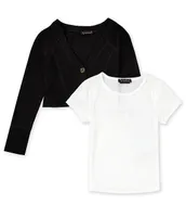 Xtraordinary Big Girls 7-16 Long Sleeve Cardigan & Short T-Shirt Set