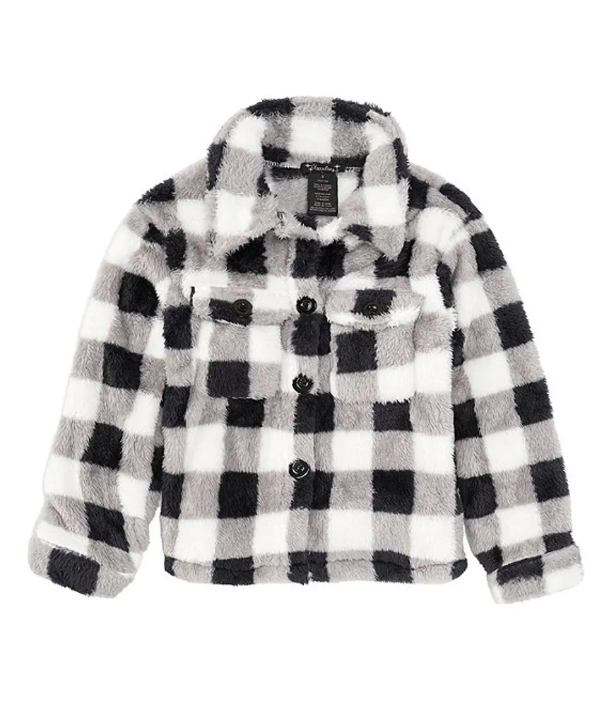 Xtraordinary Big Girls 7-16 Long Sleeve Checked Fuzzy Shacket