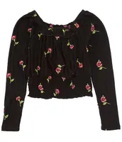 Xtraordinary Big Girls 7-16 Long Sleeve Floral Top