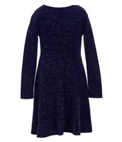 Xtraordinary Little Girls 4-6X Long-Sleeve Glitter-Knit Fit-And-Flare Dress