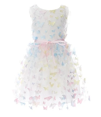 Xtraordinary Little Girls 4-6X Sleeveless Three-Dimensional-Butterfly-Design Fit-And-Flare Dress