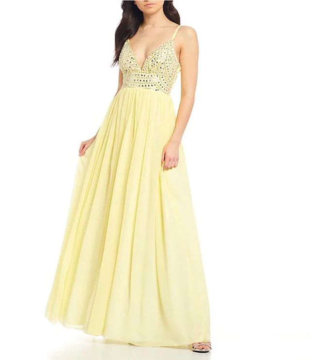 dillards yellow prom dresses