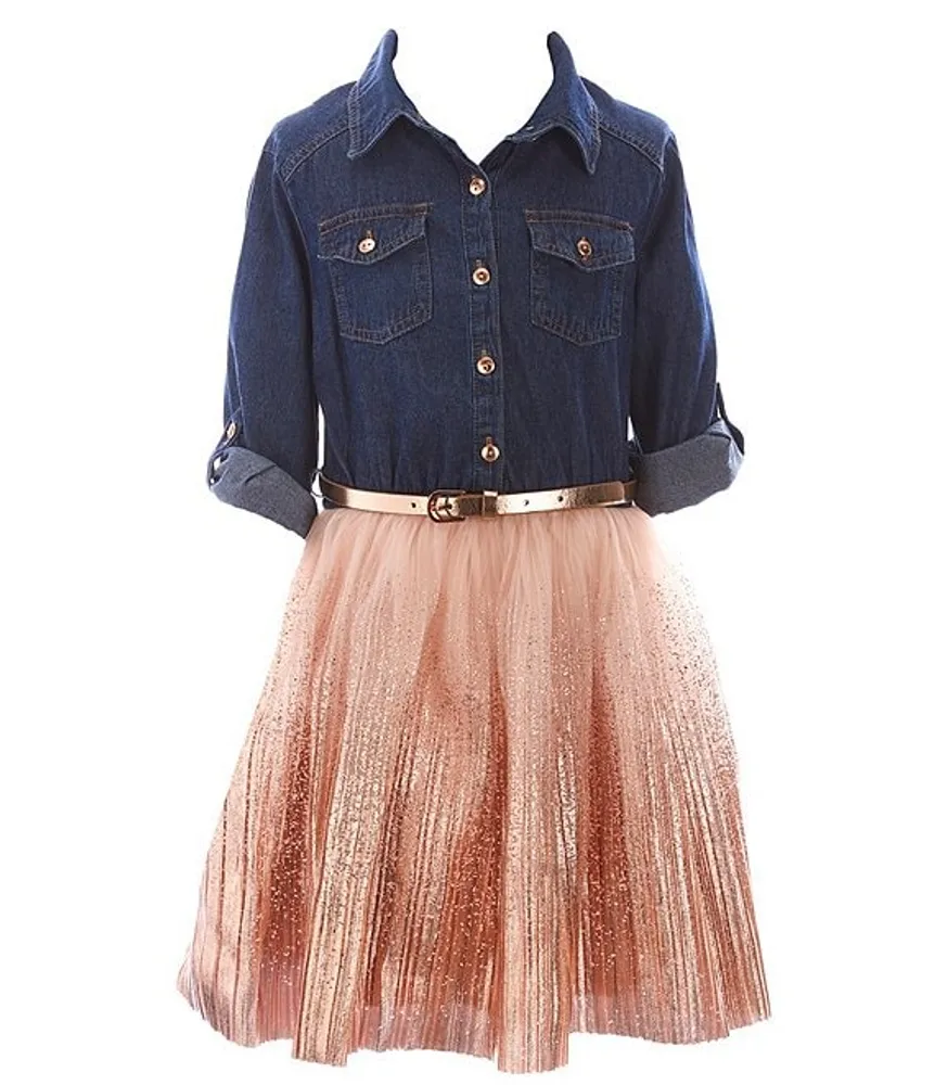 Zunie Big Girls 7-16 Denim To Foil Tutu Dress