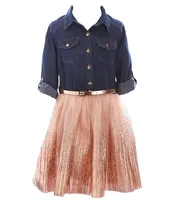 Zunie Big Girls 7-16 Denim To Foil Tutu Dress