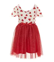 Zunie Little Girls 4-6X Short Sleeve Heart Printed Tutu Dress With Purse