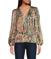 1. STATE Balloon Sleeve V-Neck Satin Blouse