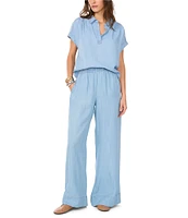 1. STATE Chambray Wide-Leg Pull-On Pants