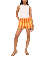 1. STATE Check Print High Rise Drawstring Shorts