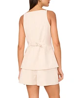 1. STATE Coordinating Linen Blend Square Neckline Sleeveless Button Front Vest