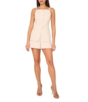 1. STATE Coordinating Linen Blend Square Neckline Sleeveless Button Front Vest