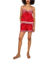 1. STATE Coordinating Printed Drawstring High Waisted Shorts