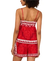 1. STATE Coordinating Printed Woven V-Neck Sleeveless Tie Front Tank