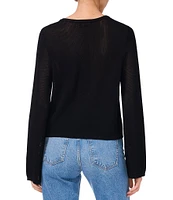 1. STATE Crew Neck Long Flare Sleeve Mesh Top